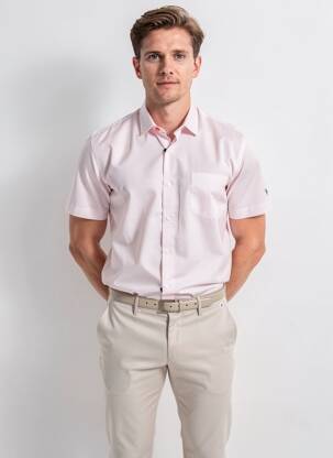 Chemise manches courtes poches rose CAMBERABERO homme
