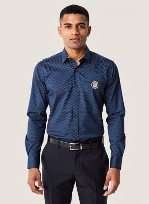 Chemise manches longues poignets boutonnés bleu CAMBERABERO homme