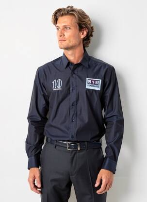 Chemise manches longues poignets boutonnés bleu CAMBERABERO homme