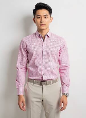 Chemise manches longues imprimé fantaisie rose CAMBERABERO homme