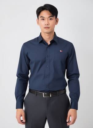 Chemise manches longues poignets boutonnés bleu CAMBERABERO homme