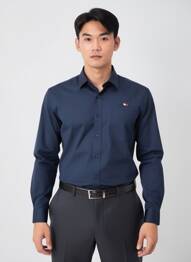 Chemise manches longues poignets boutonnés bleu CAMBERABERO homme