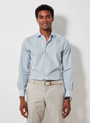Chemise manches longues imprimé fantaisie bleu CAMBERABERO homme
