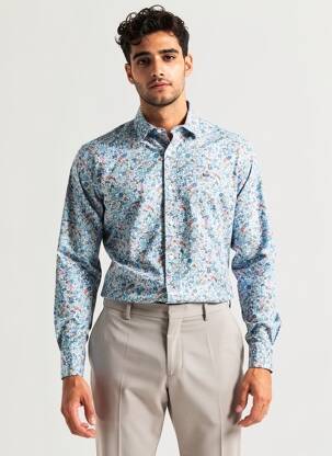 Chemise manches longues imprimé fleurs bleu CAMBERABERO homme