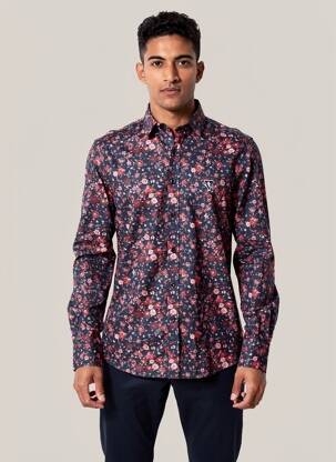 Chemise manches longues imprimé fleurs bleu CAMBERABERO homme