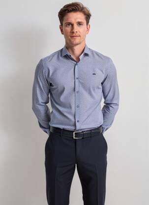 Chemise manches longues imprimé fantaisie bleu CAMBERABERO homme