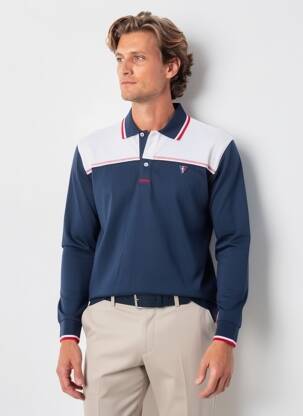 Polo manches longues manches longues bleu CAMBERABERO homme