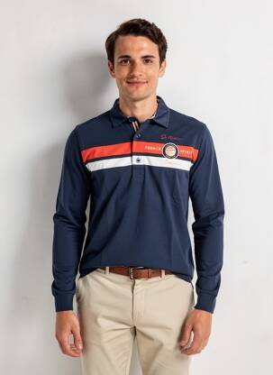 Polo manches longues manches longues bleu CAMBERABERO homme