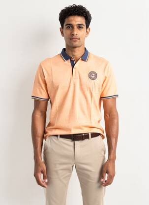 Polo tissage chiné manches courtes orange CAMBERABERO homme
