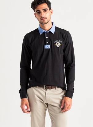 Polo manches longues manches longues noir CAMBERABERO homme
