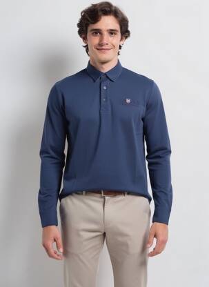 Polo manches longues manches longues bleu CAMBERABERO homme