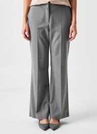 Pantalon flare fermeture zippée sous rabat avec crochet taille normale gris TIFFOSI femme