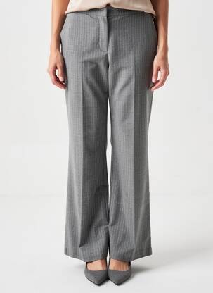 Pantalon flare fermeture zippée sous rabat avec crochet taille normale gris TIFFOSI femme