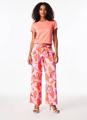 Pantalon large tissage crêpe taille normale orange BETTY BARCLAY femme