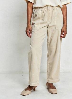 Pantalon droit stretch taille normale beige KANOPE femme