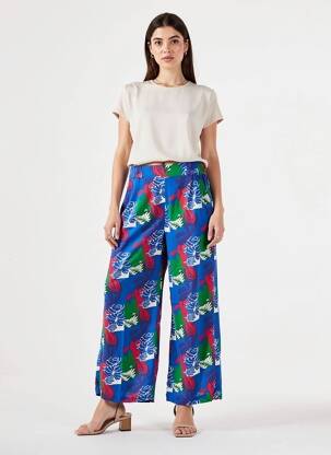 Pantalon large tissage popeline bleu PRINCESSE NOMADE femme