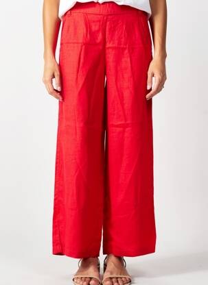 Pantalon large tissage crêpe taille normale rouge STREET ONE femme