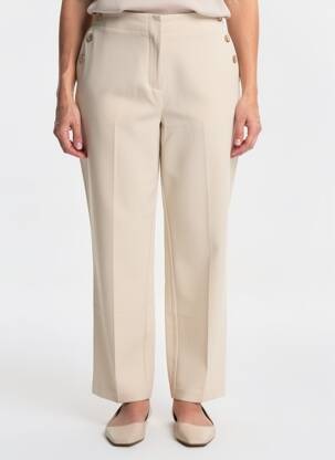 Pantalon droit stretch taille normale beige JULIE GUERLANDE femme