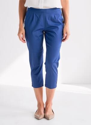 Pantacourt tissage popeline taille normale bleu PRINCESSE NOMADE femme