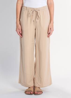 Pantalon large tissage popeline taille normale beige STREET ONE femme