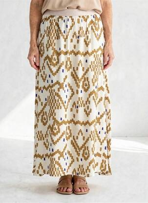Jupe longue imprimé fantaisie beige LOLA ESPELETA femme