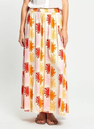 Jupe longue imprimé fantaisie orange COMPAÑIA FANTASTICA femme