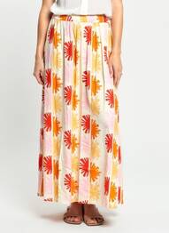 Jupe longue imprimé fantaisie orange COMPAÑIA FANTASTICA femme