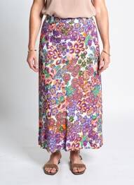 Jupe longue imprimé fantaisie violet JULIE GUERLANDE femme