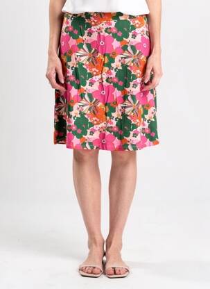 Jupe mi-longue stretch rose PRINCESSE NOMADE femme