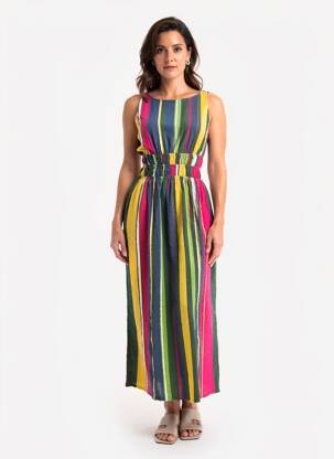 Robe longue sans manche sans manche jaune MONOPRIX femme