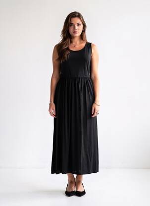 Robe longue sans manche sans manche noir 3S. X RÉÉDITION 1981 femme