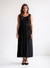 Robe longue sans manche sans manche noir 3S. X RÉÉDITION 1981 femme
