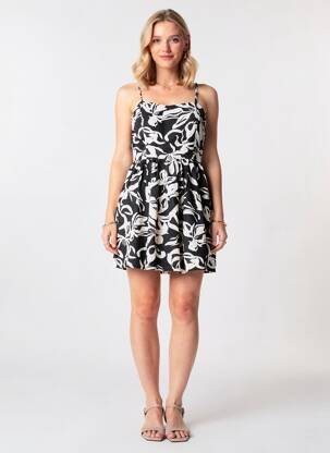 Robe courte coupe cintrée fines bretelles noir H&M femme