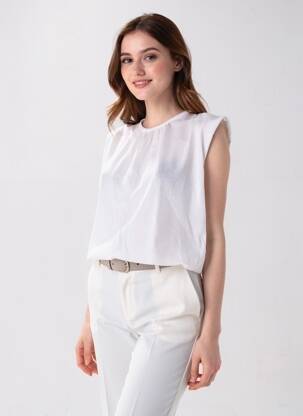 T-shirt coupe droite manches courtes beige BA&SH femme