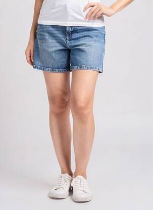 Short tissage denim taille haute bleu ZARA femme