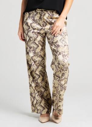 Pantalon droit tissage popeline taille normale beige ZARA femme