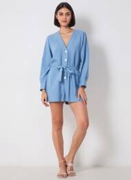 Combishort  manches longues bleu ZARA femme