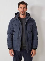 Doudoune manches longues a capuche bleu DAYTONA homme