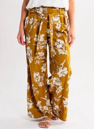 Pantalon large poches taille normale vert ZARA femme
