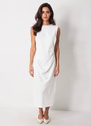 Robe mi-longue sans manche sans manche blanc ZARA femme