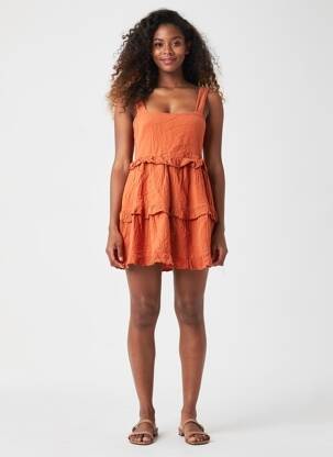 Robe courte sans manche sans manche marron KOUKA femme