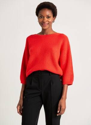 Pull coupe droite manches longues rouge MONOPRIX femme