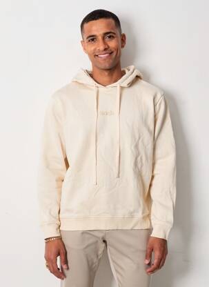 Sweat-shirt à capuche broderie manches longues beige NACH homme
