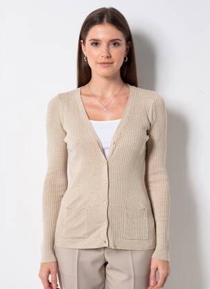 Gilet manches longues stretch beige PULL AND BEAR femme