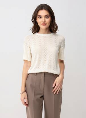 T-shirt coupe cintrée manches courtes beige GRACE & MILA femme