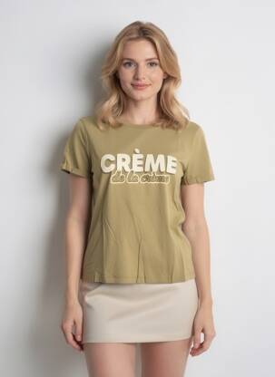 T-shirt sérigraphie floquée manches courtes vert VERO MODA femme