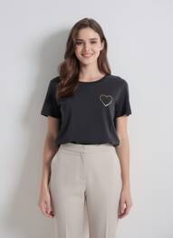 T-shirt sérigraphie floquée manches courtes noir VERO MODA femme