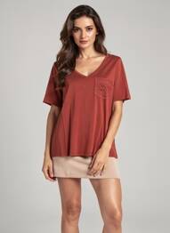 T-shirt col v manches courtes orange VERO MODA femme