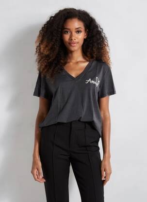 T-shirt sérigraphie floquée manches courtes noir VERO MODA femme
