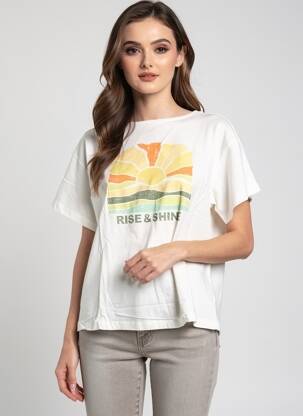 T-shirt sérigraphie floquée manches courtes blanc VERO MODA femme
